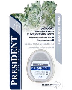 Buy PresiDENT White dental floss, with Icelandic moss extract, waxed, 25 m | Florida Online Pharmacy | https://florida.buy-pharm.com