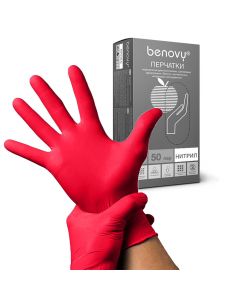 Buy Benovy Disposable nitrile gloves red, 50 pairs, 100 pieces | Florida Online Pharmacy | https://florida.buy-pharm.com