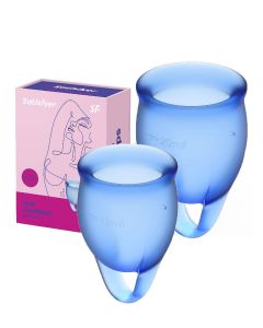 Buy Menstrual cup set, 2 pcs. 15 and 20 ml. Satisfyer Feel confident Menstrual Cup Dark Blue | Florida Online Pharmacy | https://florida.buy-pharm.com
