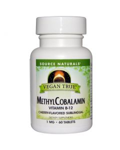 Buy Source Naturals, Vitamin B12, Vegan True, Methylcobalamin, Cherry Flavor , 1 mg, 60 Sublingual Tablets  | Florida Online Pharmacy | https://florida.buy-pharm.com