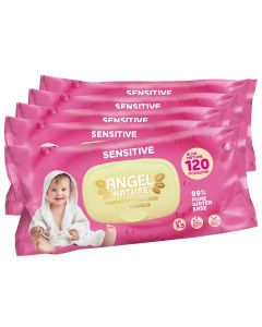 Buy Baby Wet Wipes Angel Nature Sensitive Pink for sensitive skin 120pcs (5 pack) | Florida Online Pharmacy | https://florida.buy-pharm.com