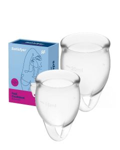 Buy Set of menstrual cups, 2 pcs. 15 and 20 ml. Satisfyer Feel confident Menstrual Cup Transparent | Florida Online Pharmacy | https://florida.buy-pharm.com
