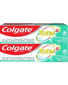 Buy Colgate Total 12 Toothpaste Professional cleaning (gel), complex, antibacterial, 2 pieces of 75 ml each  | Florida Online Pharmacy | https://florida.buy-pharm.com