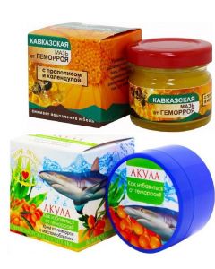 Buy Caucasian healer. Ointment based on calendula and propolis + Cream for hemorrhoids with sea buckthorn oil 'Shark' for hemorrhoids | Florida Online Pharmacy | https://florida.buy-pharm.com