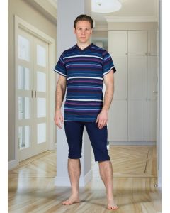 Buy Adaptive underwear Men's printed cotton pajamas with short sleeves and cropped legs, back zipper (Size 48), L, 440g | Florida Online Pharmacy | https://florida.buy-pharm.com