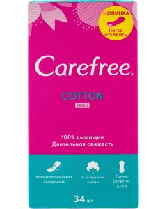 Buy Carefree Panty liners 'Cotton Fresh', with cotton extract, flavored, 34 pcs | Florida Online Pharmacy | https://florida.buy-pharm.com