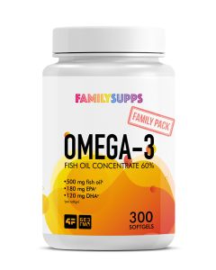 Buy Omega-3 60% (Fish Oil) Family Supps 'Omega-3 60%' (Fish Oil), 500 mg, 300 capsules | Florida Online Pharmacy | https://florida.buy-pharm.com