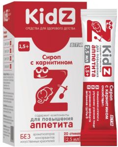 Buy 'KidZ' syrup with carnitine for children from 1.5 years old 20 sticks of 2.5 ml each  | Florida Online Pharmacy | https://florida.buy-pharm.com
