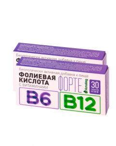 Buy Folic acid forte with vitamins B6 and B12 Amateg, 200mg tablets, No. 30 (Block of 2) | Florida Online Pharmacy | https://florida.buy-pharm.com