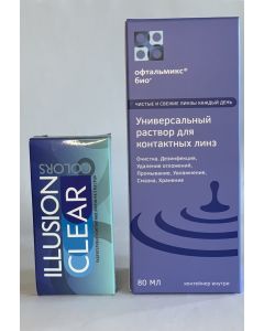 Buy Contact lenses ILLUSION Clear + bio80 3 months, -1.50 / 14 / 8.6, transparent, 2 pcs. | Florida Online Pharmacy | https://florida.buy-pharm.com