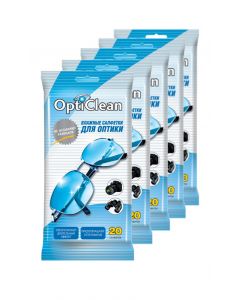 Buy OptiClean optics wet wipes, 20 pcs., set of 5 packs | Florida Online Pharmacy | https://florida.buy-pharm.com