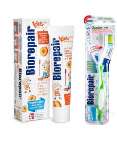 Buy Biorepair Kids Toothpaste for children with peach extract, 50 ml + Biorepair CURVE Junior Toothbrush for children, green | Florida Online Pharmacy | https://florida.buy-pharm.com