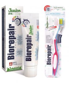 Buy Biorepair Junior Toothpaste for Children with sweet mint extract, 75 ml + Biorepair CURVE Junior Toothbrush for children, pink | Florida Online Pharmacy | https://florida.buy-pharm.com