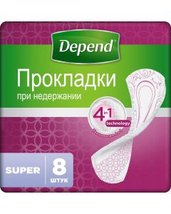 Buy Depend Female incontinence pads 'Super', 8 pcs | Florida Online Pharmacy | https://florida.buy-pharm.com