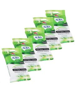 Buy Aura Wet Wipes, antibacterial, 5 pcs set | Florida Online Pharmacy | https://florida.buy-pharm.com