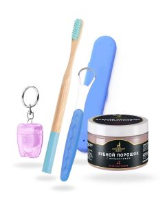 Buy Gift set for oral care: Cherry tooth powder, 95 ml + bamboo toothbrush + tongue scraper + dental flos | Florida Online Pharmacy | https://florida.buy-pharm.com