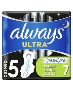 Buy Feminine hygiene pads with wings Always Ultra Night Extra protection, size 5, 6 pcs. | Florida Online Pharmacy | https://florida.buy-pharm.com