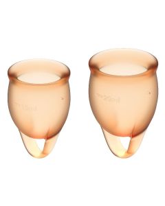 Buy Menstrual cup set, 2pcs, 15 and 20 ml Feel confident Menstrual Cup Orange with loop | Florida Online Pharmacy | https://florida.buy-pharm.com
