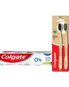 Buy Colgate Toothbrush Bamboo Bamboo Charcoal black, soft, 2 pcs + Toothpaste Invigorating freshness against caries, 130 g | Florida Online Pharmacy | https://florida.buy-pharm.com