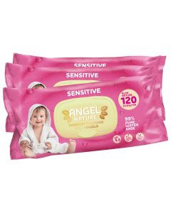 Buy Angel Nature Sensitive Pink Baby Wet Wipes for sensitive skin 120pcs (3 pack) | Florida Online Pharmacy | https://florida.buy-pharm.com