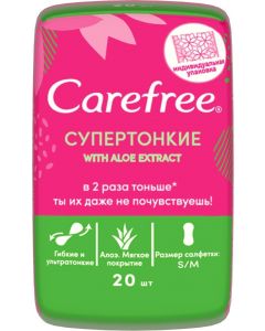 Buy Carefree Super-thin daily pads Aloe extract in individual packaging, 20 pcs | Florida Online Pharmacy | https://florida.buy-pharm.com
