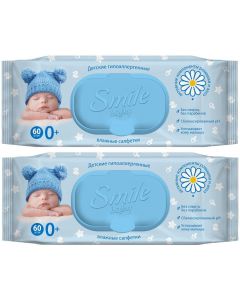 Buy Wet wipes Smile Baby Fitolinia, with valve, 2 packs of 60 pcs | Florida Online Pharmacy | https://florida.buy-pharm.com