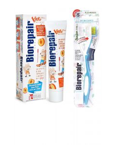 Buy Biorepair Kids Toothpaste for children with peach extract, 50 ml + Biorepair CURVE Toothbrush Junior for children, blue | Florida Online Pharmacy | https://florida.buy-pharm.com