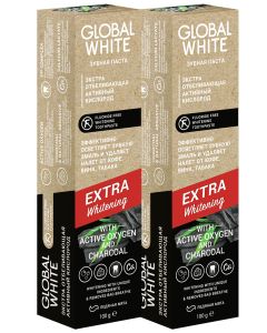 Buy GLOBAL WHITE / Extra Whitening 100 g - 2 pcs / active oxygen and charcoal - double whitening #  | Florida Online Pharmacy | https://florida.buy-pharm.com