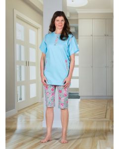 Buy Adaptive underwear Womens printed cotton pajamas with short sleeves and cropped legs, zip fastening at the back, 440g | Florida Online Pharmacy | https://florida.buy-pharm.com