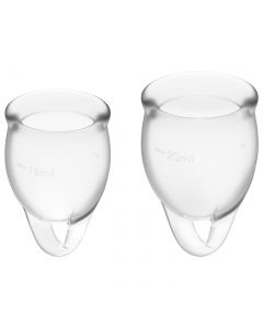 Buy Satisfyer Feel Confident menstrual cups, 2 pieces, color clear, storage bag included | Florida Online Pharmacy | https://florida.buy-pharm.com