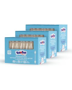 Buy Megabox Eco-friendly YokoSun cotton swabs for children, with a limiter, 300 pcs (3 pack * 100 pcs) | Florida Online Pharmacy | https://florida.buy-pharm.com