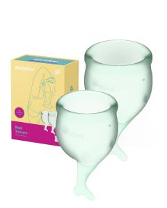 Buy Set of 2 menstrual cups 15 and 20 ml. Satisfyer Feel Secure Menstrual Cup Light Green | Florida Online Pharmacy | https://florida.buy-pharm.com