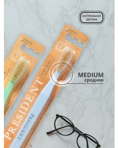 Buy President Natural toothbrush, with natural bristles, medium hard, lilac | Florida Online Pharmacy | https://florida.buy-pharm.com