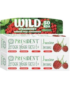 Buy Toothpaste PresiDENT Junior Wild Strawberry, from 6 years old, with strawberry flavor, without fluoride, 50 ml х 2 pcs | Florida Online Pharmacy | https://florida.buy-pharm.com