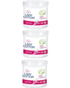 Buy Cotton buds Lady Cotton, in a jar, 3 packs of 200 pcs. | Florida Online Pharmacy | https://florida.buy-pharm.com
