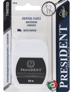 Buy President Whitening interdental floss with papain, 50 m | Florida Online Pharmacy | https://florida.buy-pharm.com
