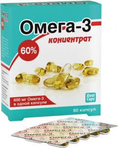 Buy Omega-3, for heart vessels, lowers cholesterol, 80 capsules, concentrate 60% caps. | Florida Online Pharmacy | https://florida.buy-pharm.com