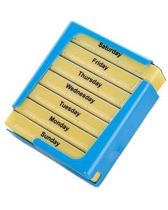 Buy Pillbox Homsu, rectangular, for 7 days, color: blue, yellow, 10.5 x 12.6 x 4.3 cm | Florida Online Pharmacy | https://florida.buy-pharm.com