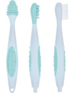 Buy Bebe Confort children's toothbrush set, 3106203000, with a bag for storage , from 3 months to 3 years, blue, 3 pcs | Florida Online Pharmacy | https://florida.buy-pharm.com