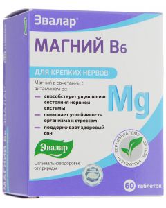 Buy Magnesium B6 'Evalar', for strong nerves, 60 tablets | Florida Online Pharmacy | https://florida.buy-pharm.com